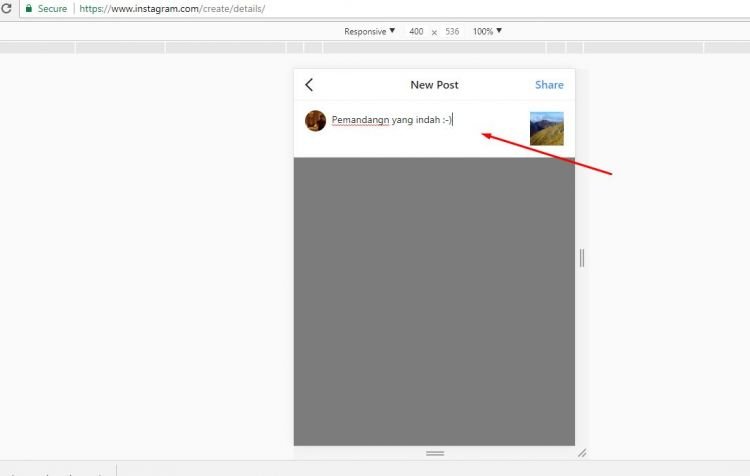 cara upload foto di instagram tanpa software