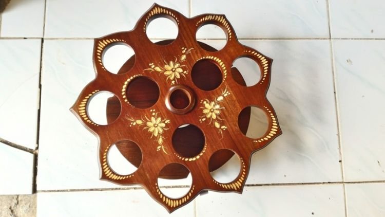 jual kerajinan kayu tempat aqua bentuk matahari