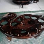 jual kerajinan kayu jati tempat aqua bentuk angsa
