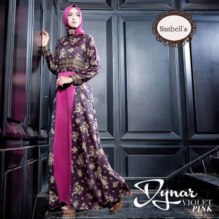 gamis batik kombinasi kain canel 